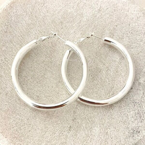 925 Sterling Silver Chunky Hoop Earrings Large Silver Hoops Silver Hoops